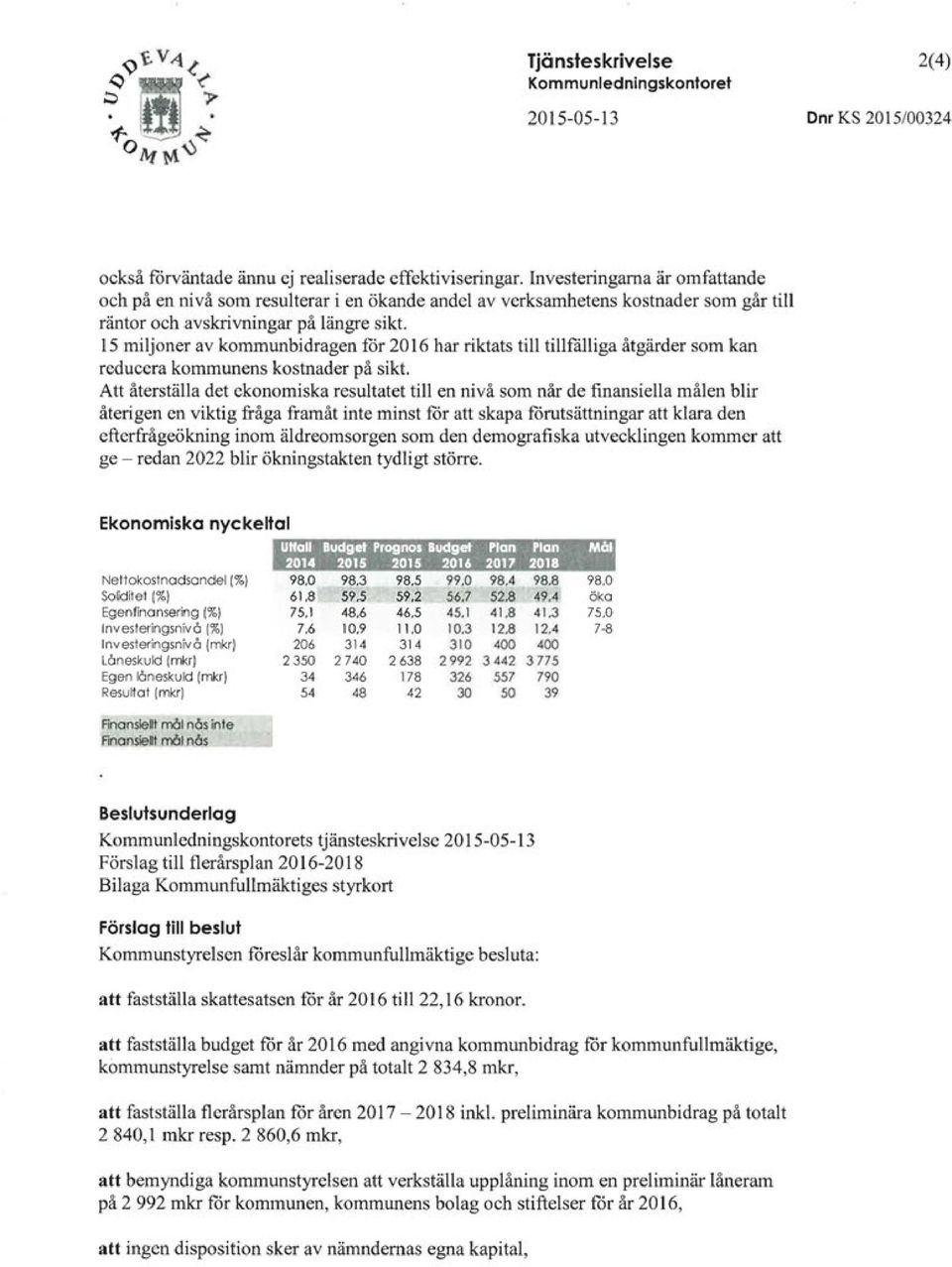 15 miljoner av kommunbidragen för 2016 har riktats till tillfålliga åtgärder som kan reducera kornmunens kostnader på sikt.