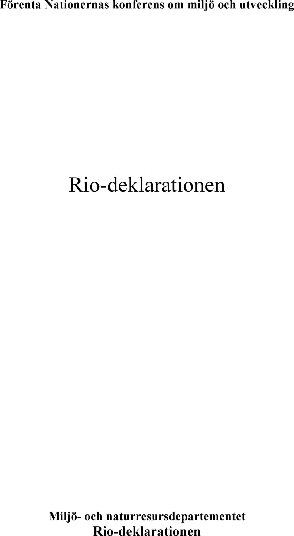 Rio-deklarationen Miljö- och