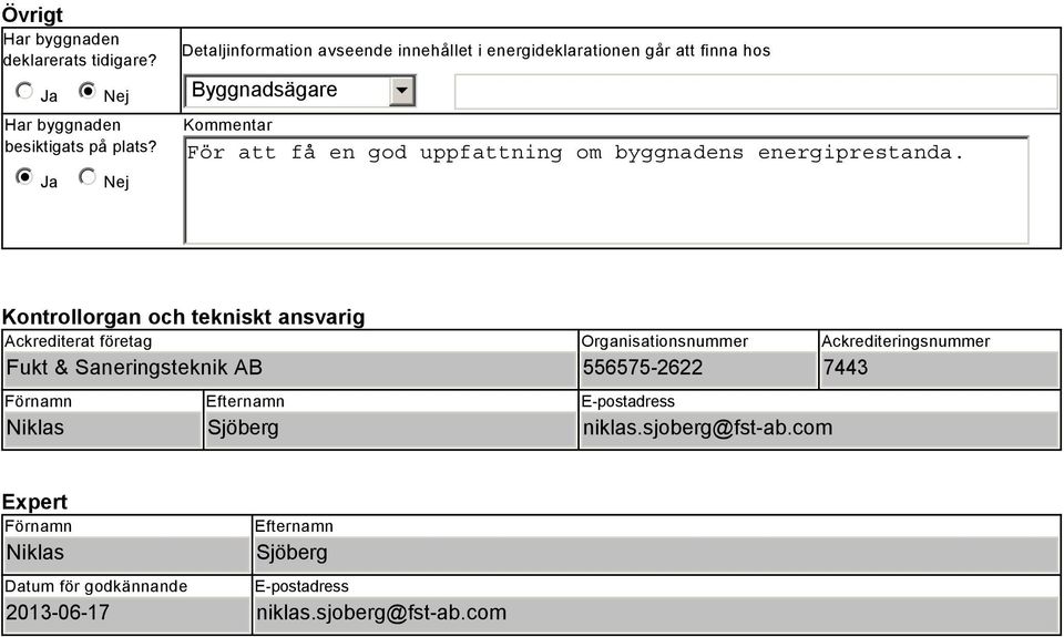 byggnadens energiprestanda.