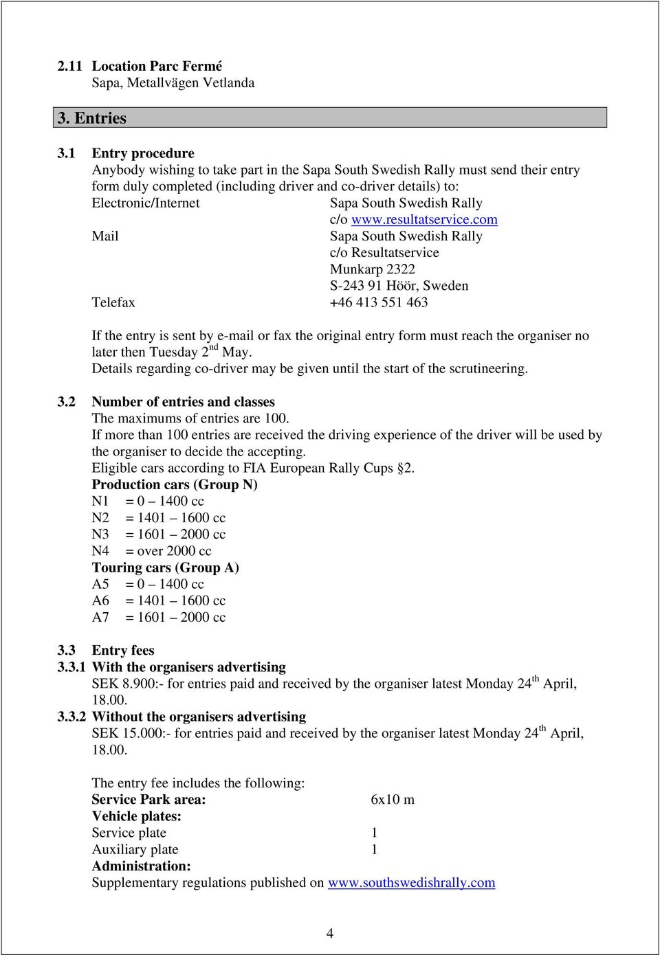 Swedish Rally c/o www.resultatservice.