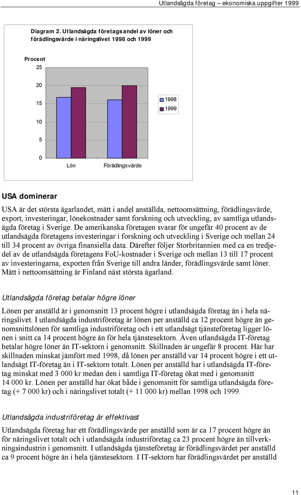 anställda, nettoomsättning, förädlingsvärde, export, investeringar, lönekostnader samt forskning och utveckling, av samtliga utlandsägda företag i Sverige.