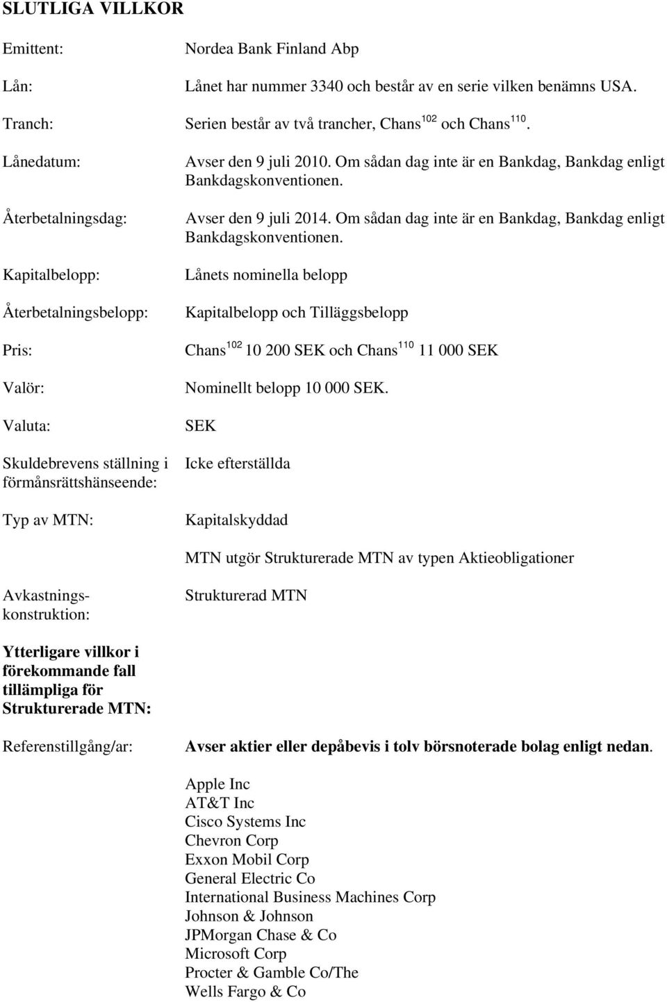 Om sådan dag inte är en Bankdag, Bankdag enligt Bankdagskonventionen. Avser den 9 juli 2014. Om sådan dag inte är en Bankdag, Bankdag enligt Bankdagskonventionen.