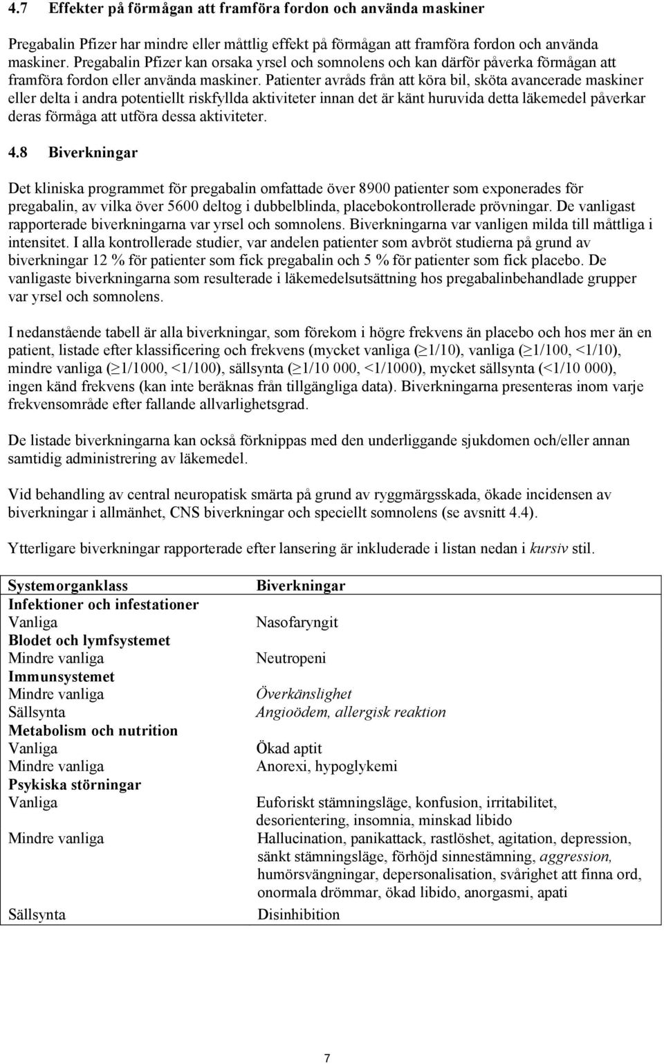 Patienter avråds från att köra bil, sköta avancerade maskiner eller delta i andra potentiellt riskfyllda aktiviteter innan det är känt huruvida detta läkemedel påverkar deras förmåga att utföra dessa