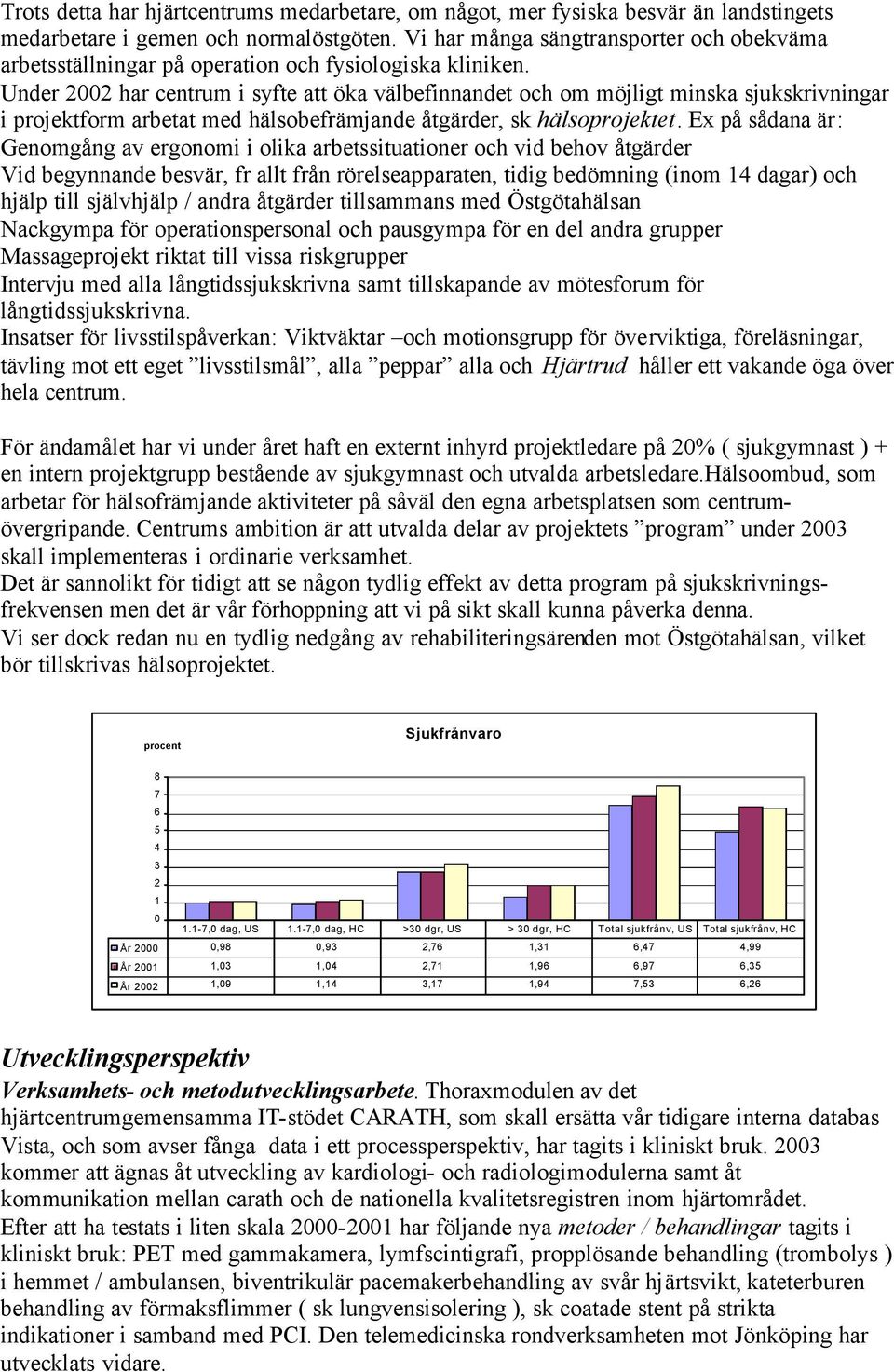 Under har centrum i syfte att öka välbefinnandet och om möjligt minska sjukskrivningar i projektform arbetat med hälsobefrämjande åtgärder, sk hälsoprojektet.