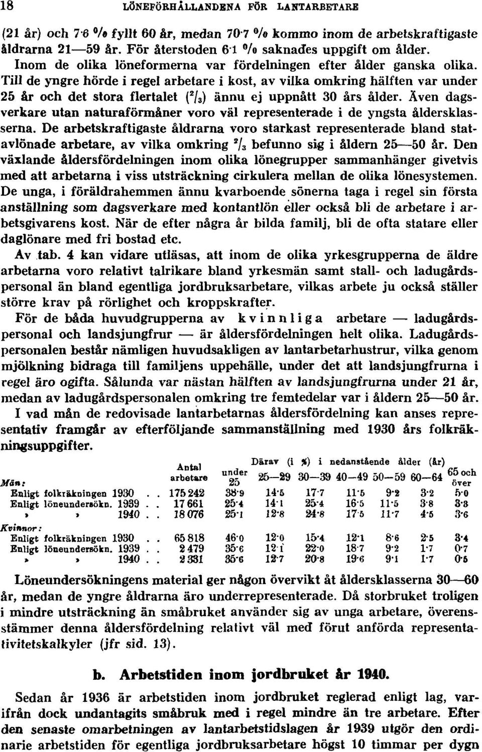 Till de yngre hörde i regel arbetare i kost, av vilka omkring hälften var under 25 år och det stora flertalet ( 2 / 3 ) ännu ej uppnått 30 års ålder.