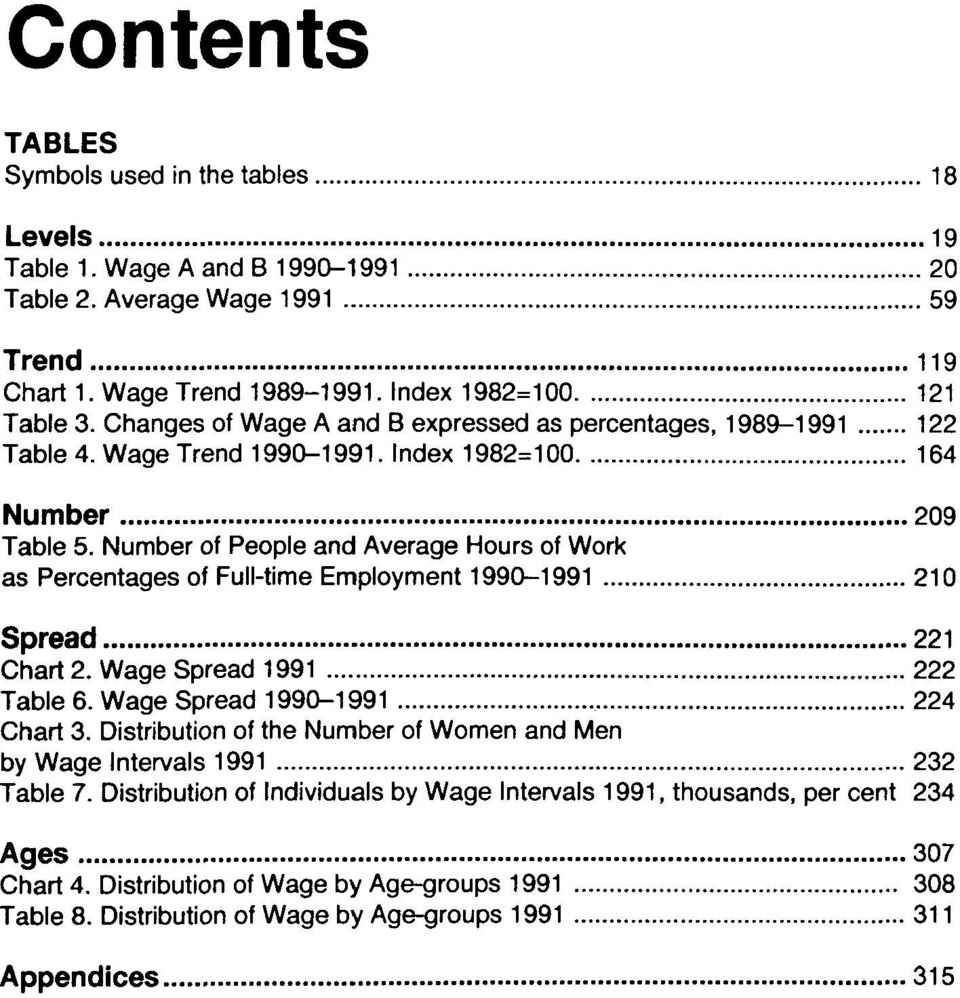 Number of People and Average Hours of Work as Percentages of Full-time Employment 1990-1991 210 Spread 221 Chart 2. Wage Spread 1991 222 Table 6. Wage Spread 1990-1991 224 Chart 3.