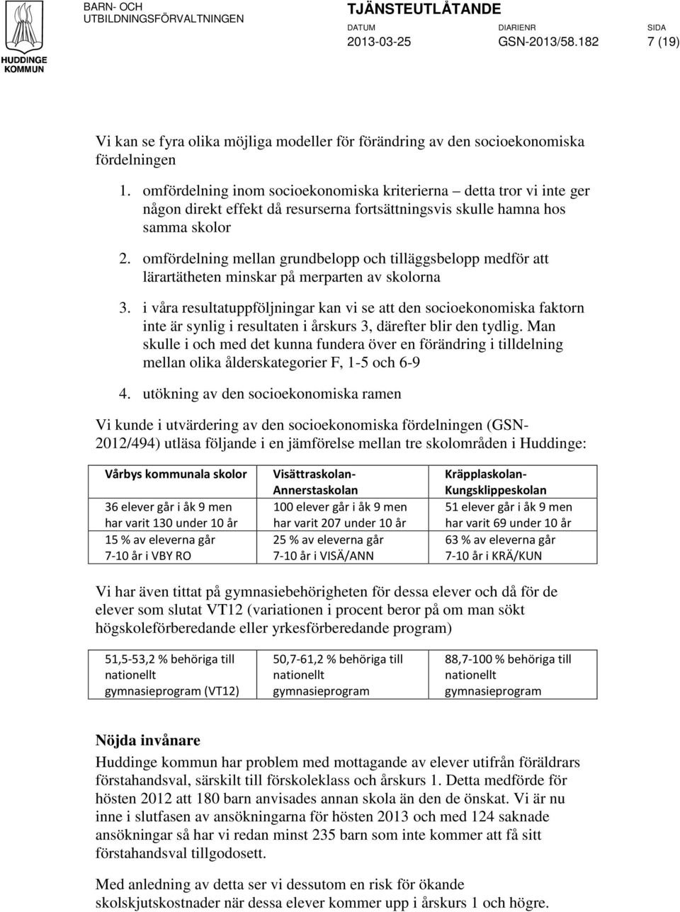 omfördelning mellan grundbelopp och tilläggsbelopp medför att lärartätheten minskar på merparten av skolorna 3.