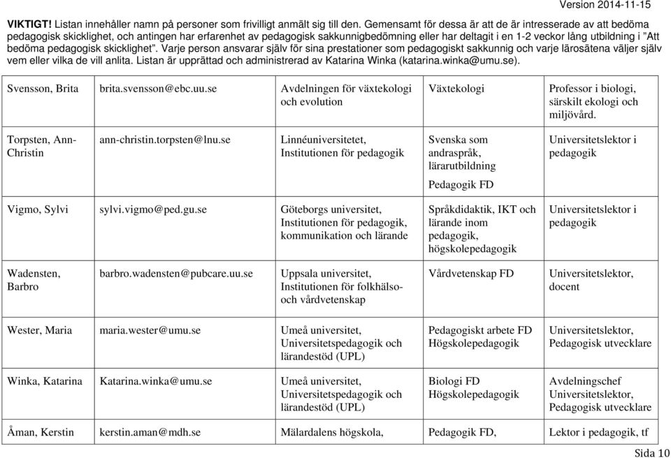 se Göteborgs universitet, pedagogik, kommunikation och lärande Språkdidaktik, IKT och lärande inom pedagogik, högskolepedagogik i pedagogik Wadensten, Barbro barbro.wadensten@pubcare.uu.