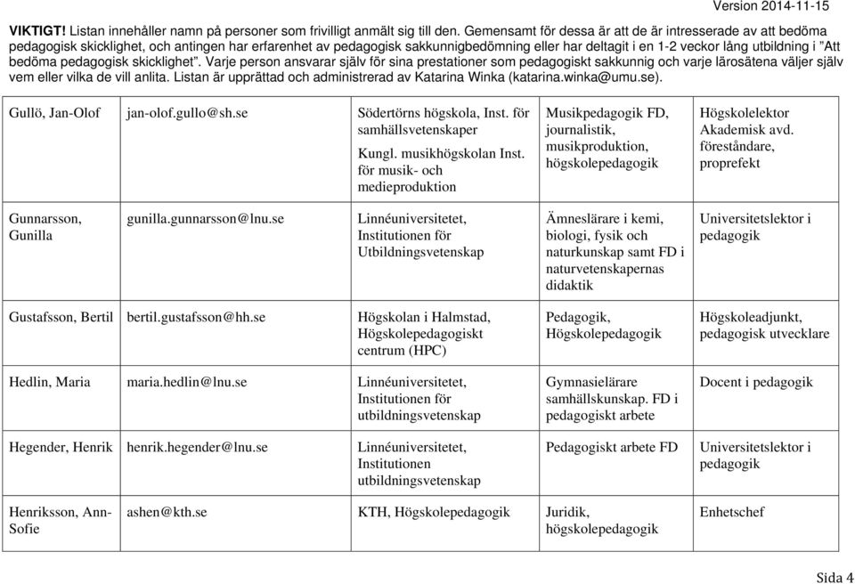 se Linnéuniversitetet, Utbildningsvetenskap Ämneslärare i kemi, biologi, fysik och naturkunskap samt FD i naturvetenskapernas didaktik i pedagogik Gustafsson, Bertil bertil.gustafsson@hh.