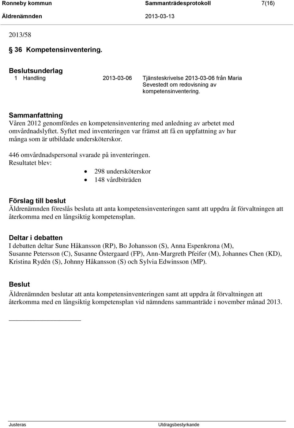 Syftet med inventeringen var främst att få en uppfattning av hur många som är utbildade undersköterskor. 446 omvårdnadspersonal svarade på inventeringen.