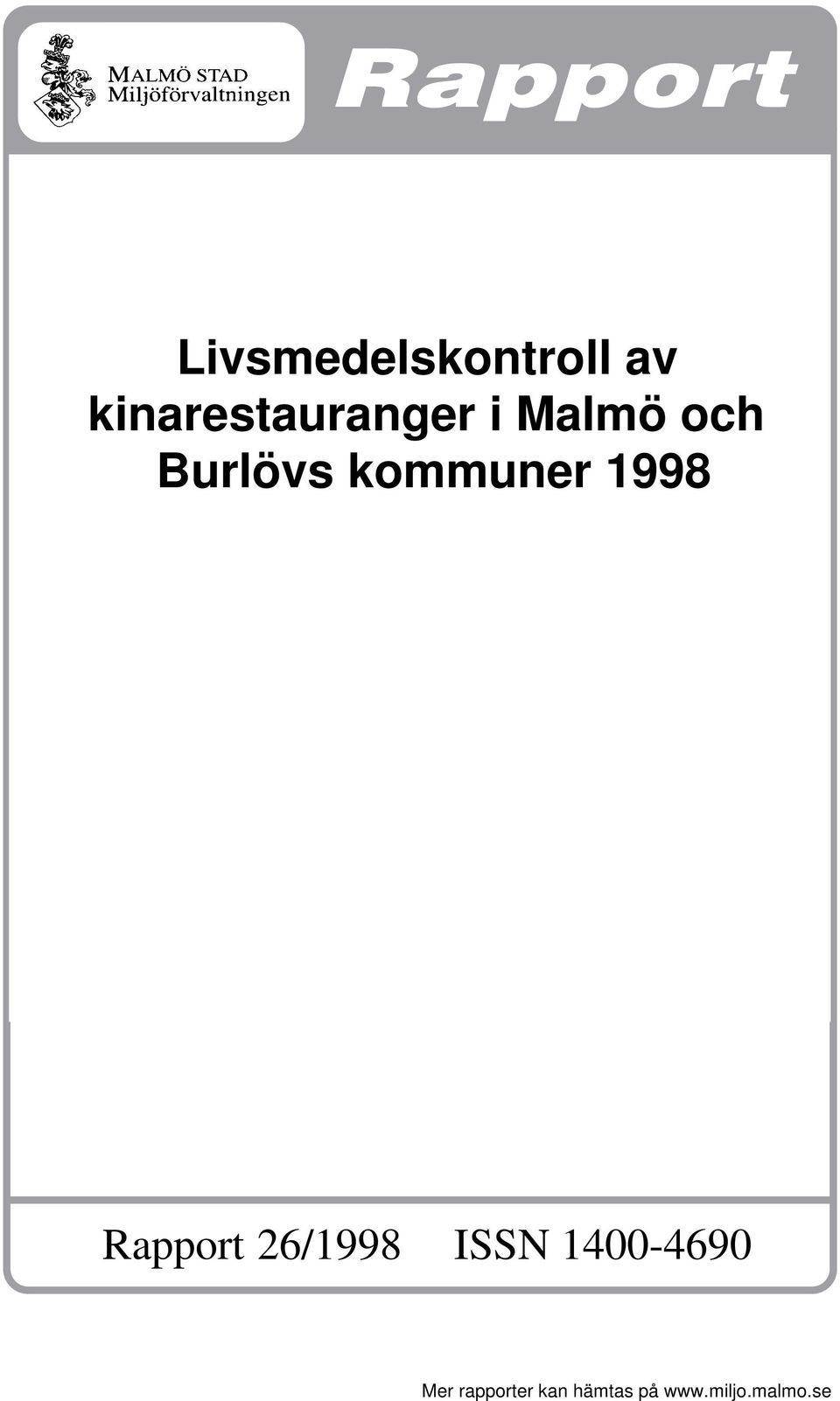 kommuner 1998 Rapport 26/1998 ISSN