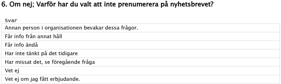 Får info från annat håll Får info ändå Har inte tänkt på det