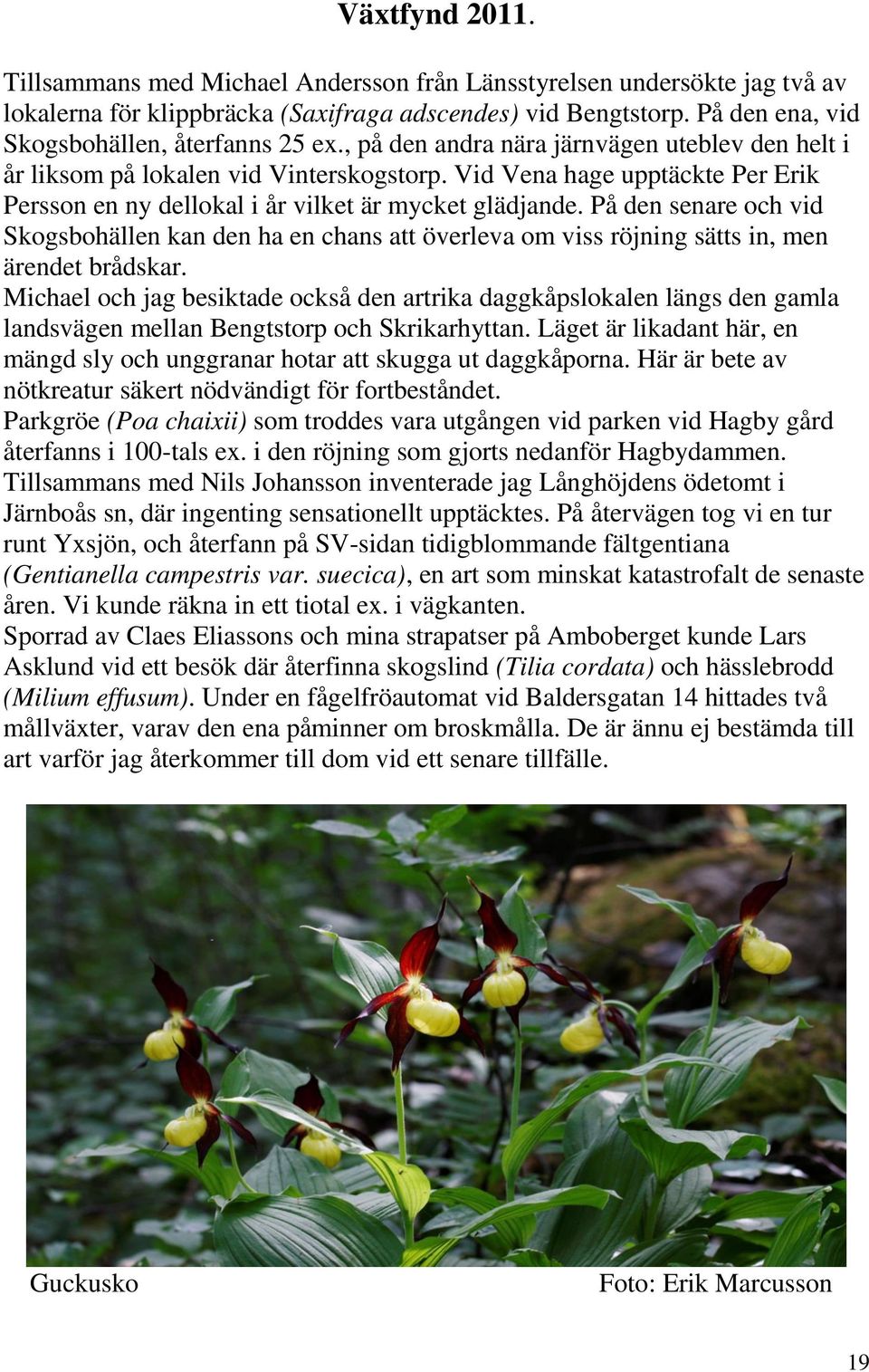 Vid Vena hage upptäckte Per Erik Persson en ny dellokal i år vilket är mycket glädjande.