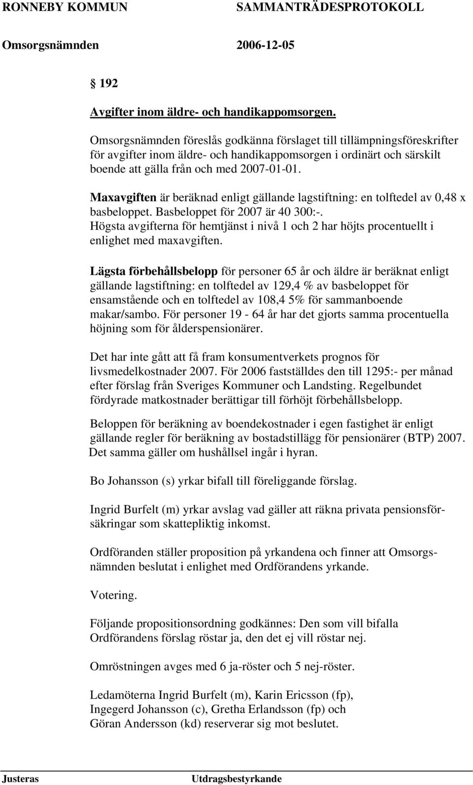 Maxavgiften är beräknad enligt gällande lagstiftning: en tolftedel av 0,48 x basbeloppet. Basbeloppet för 2007 är 40 300:-.