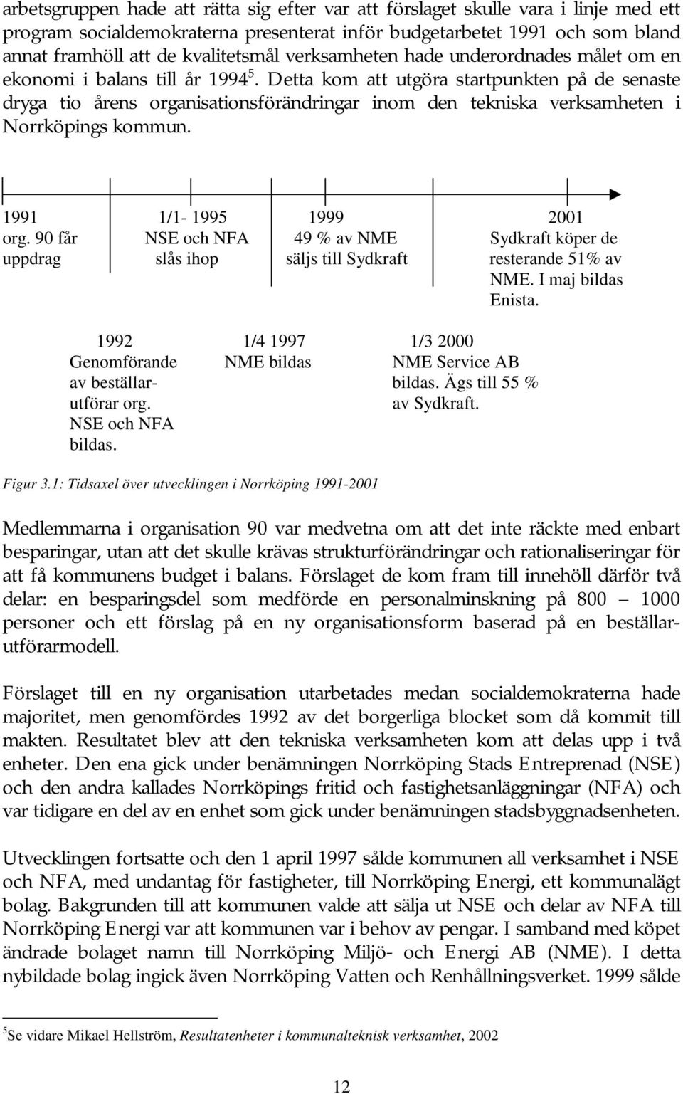 Detta kom att utgöra startpunkten på de senaste dryga tio årens organisationsförändringar inom den tekniska verksamheten i Norrköpings kommun. 1991 1/1-1995 1999 2001 org.