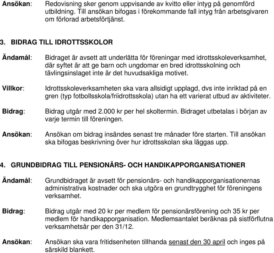 huvudsakliga motivet. Idrottsskoleverksamheten ska vara allsidigt upplagd, dvs inte inriktad på en gren (typ fotbollsskola/friidrottsskola) utan ha ett varierat utbud av aktiviteter.