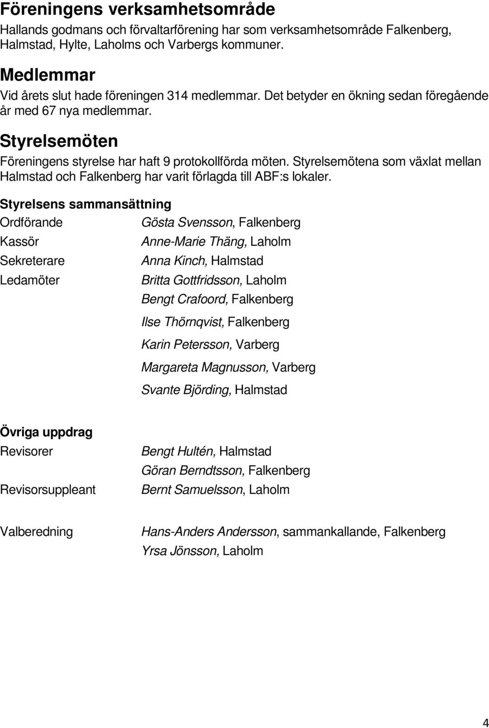 Styrelsemötena som växlat mellan Halmstad och Falkenberg har varit förlagda till ABF:s lokaler.