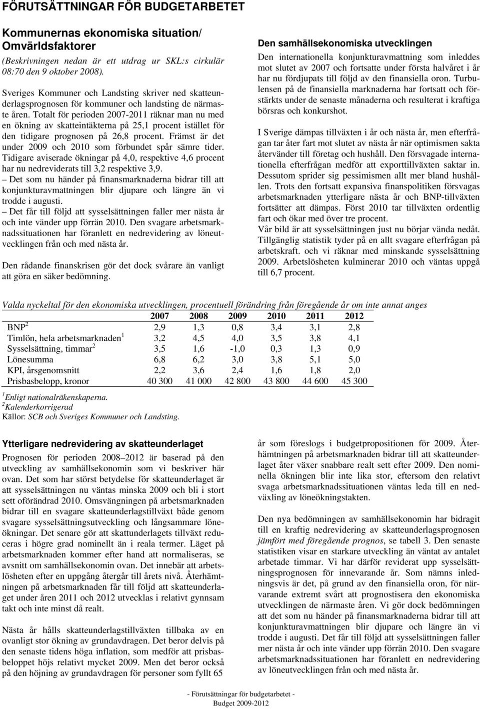 Totalt för perioden 2007-2011 räknar man nu med en ökning av skatteintäkterna på 25,1 procent istället för den tidigare prognosen på 26,8 procent.