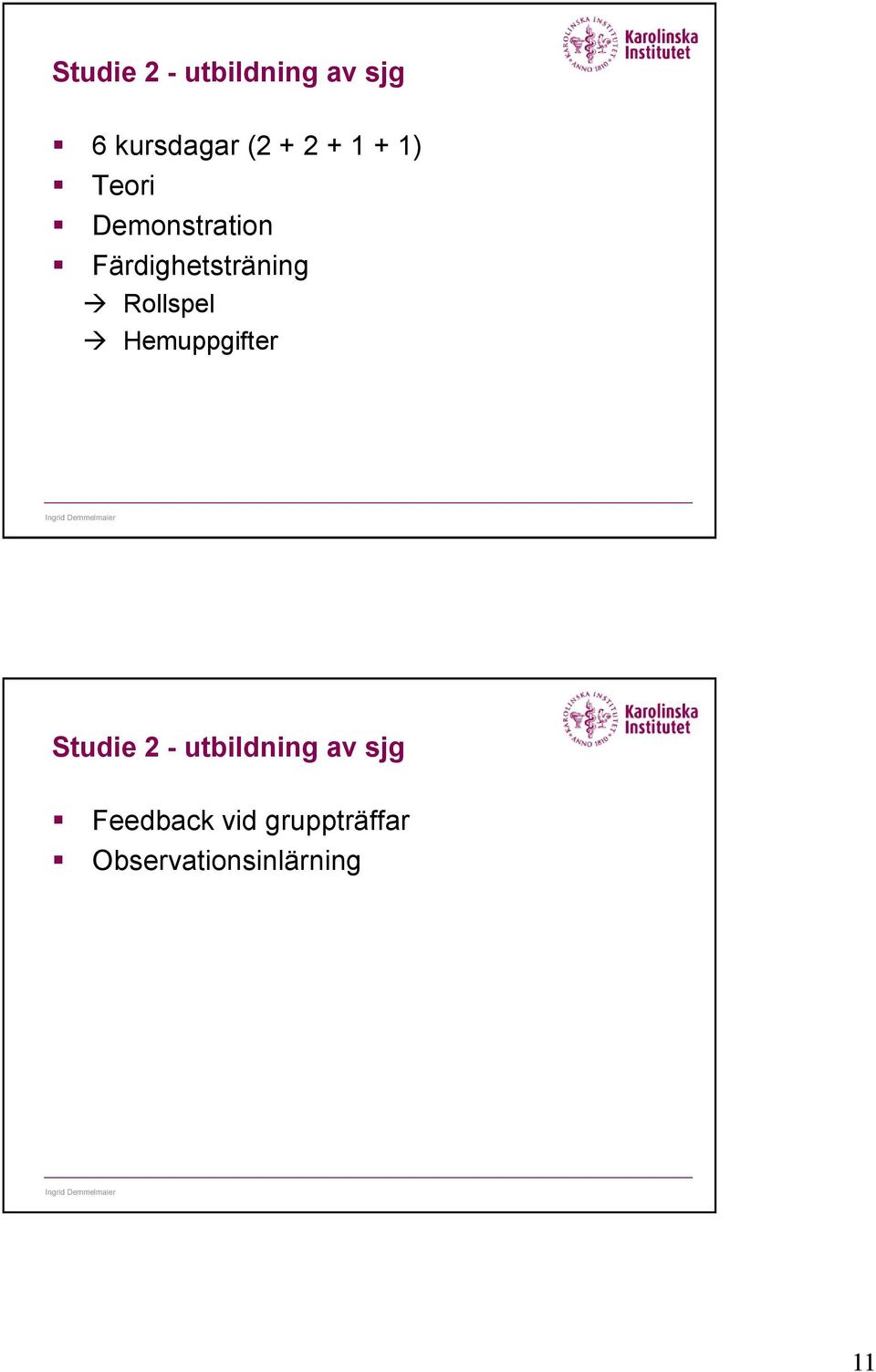 Rollspel Hemuppgifter Studie 2 - utbildning av