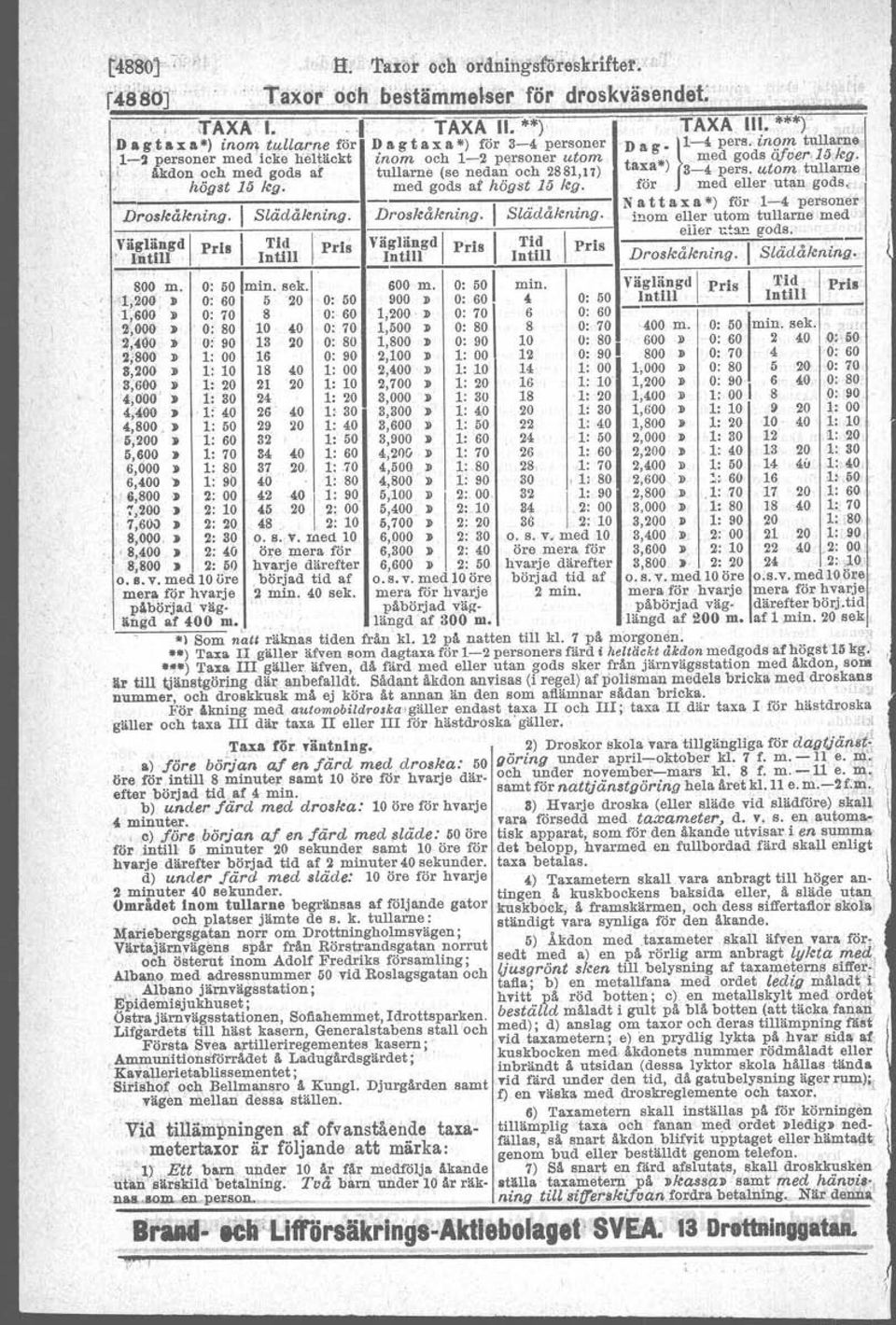 kdonoch med gods af tutlame (se nedan' och 2881,11) taxa-) 3-4, pers. utom tullarne < högst ]tj kg. med gods af högst ]tj kg. för med eller utan gods. Droskåknino. I Slädåkning. n,.oskåkning.