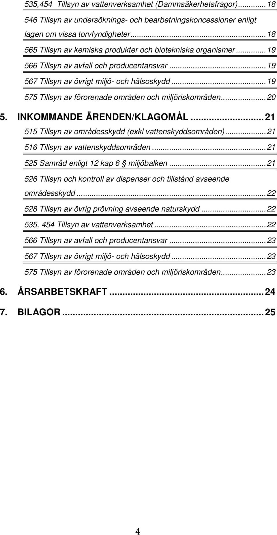 .. 19 575 Tillsyn av förorenade områden och miljöriskområden... 20 5. INKOMMANDE ÄRENDEN/KLAGOMÅL... 21 515 Tillsyn av områdesskydd (exkl vattenskyddsområden)... 21 516 Tillsyn av vattenskyddsområden.