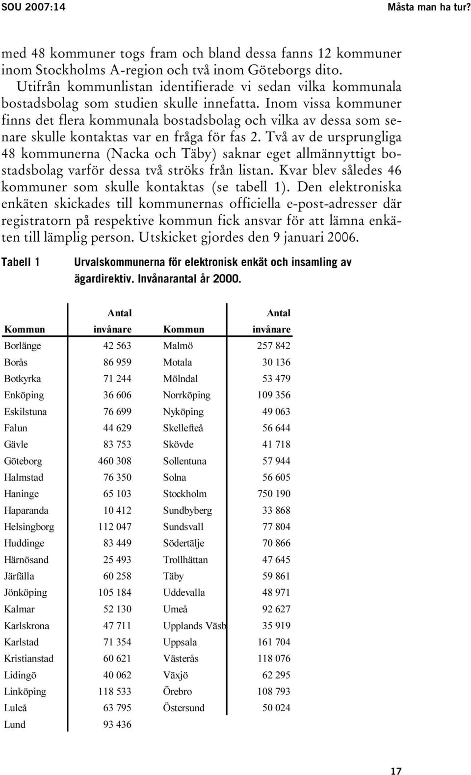 Inom vissa kommuner finns det flera kommunala bostadsbolag och vilka av dessa som senare skulle kontaktas var en fråga för fas 2.