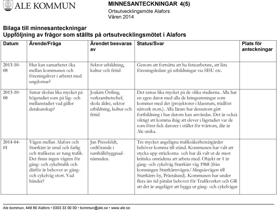 Sektor utbildning, kultur och fritid Genom att fortsätta att ha feriearbetare, att låta föreningsledare gå utbildningar via SISU etc.