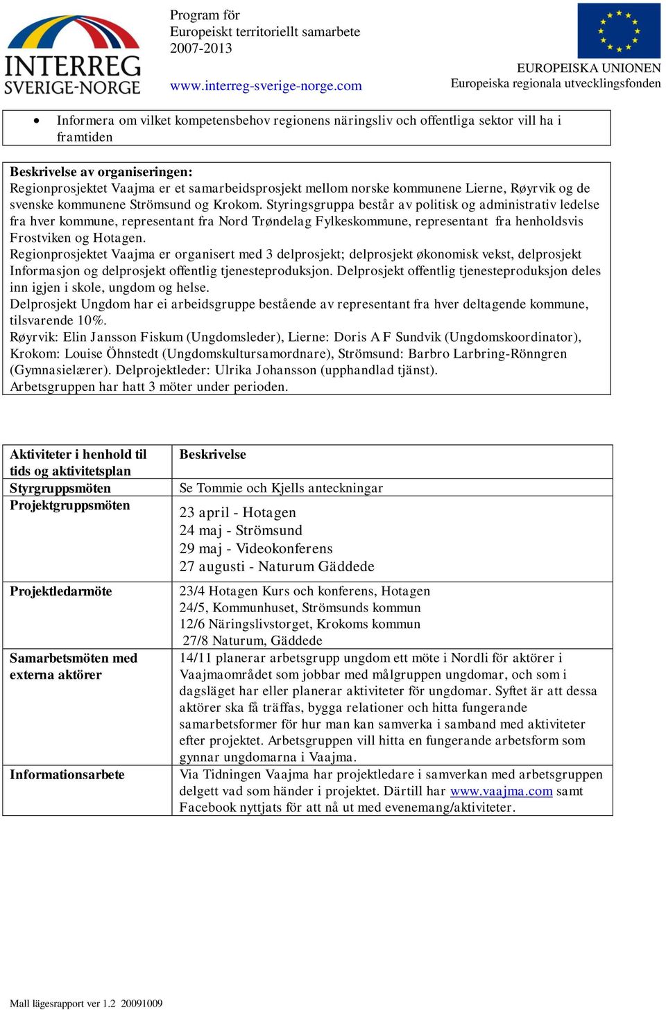 Styringsgruppa består av politisk og administrativ ledelse fra hver kommune, representant fra Nord Trøndelag Fylkeskommune, representant fra henholdsvis Frostviken og Hotagen.