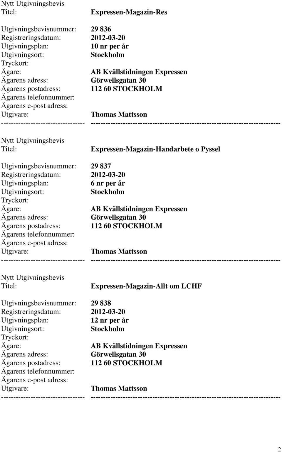 Pyssel 29 837 6 nr per år ---------