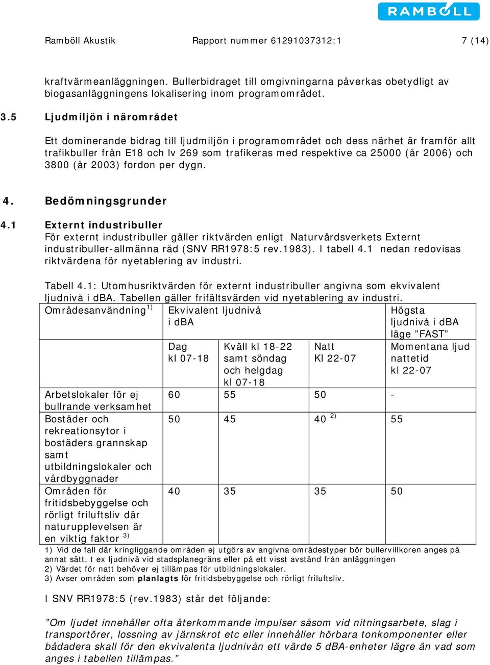 3800 (år 2003) fordon per dygn. 4. Bedömningsgrunder 4.