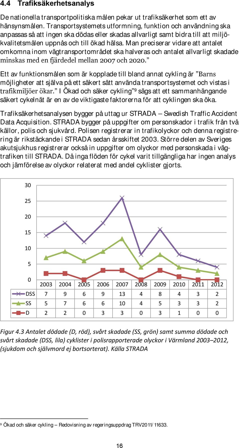 Man preciserar vidare att antalet omkomna inom vägtransportområdet ska halveras och antalet allvarligt skadade minskas med en fjärdedel mellan 2007 och 2020.