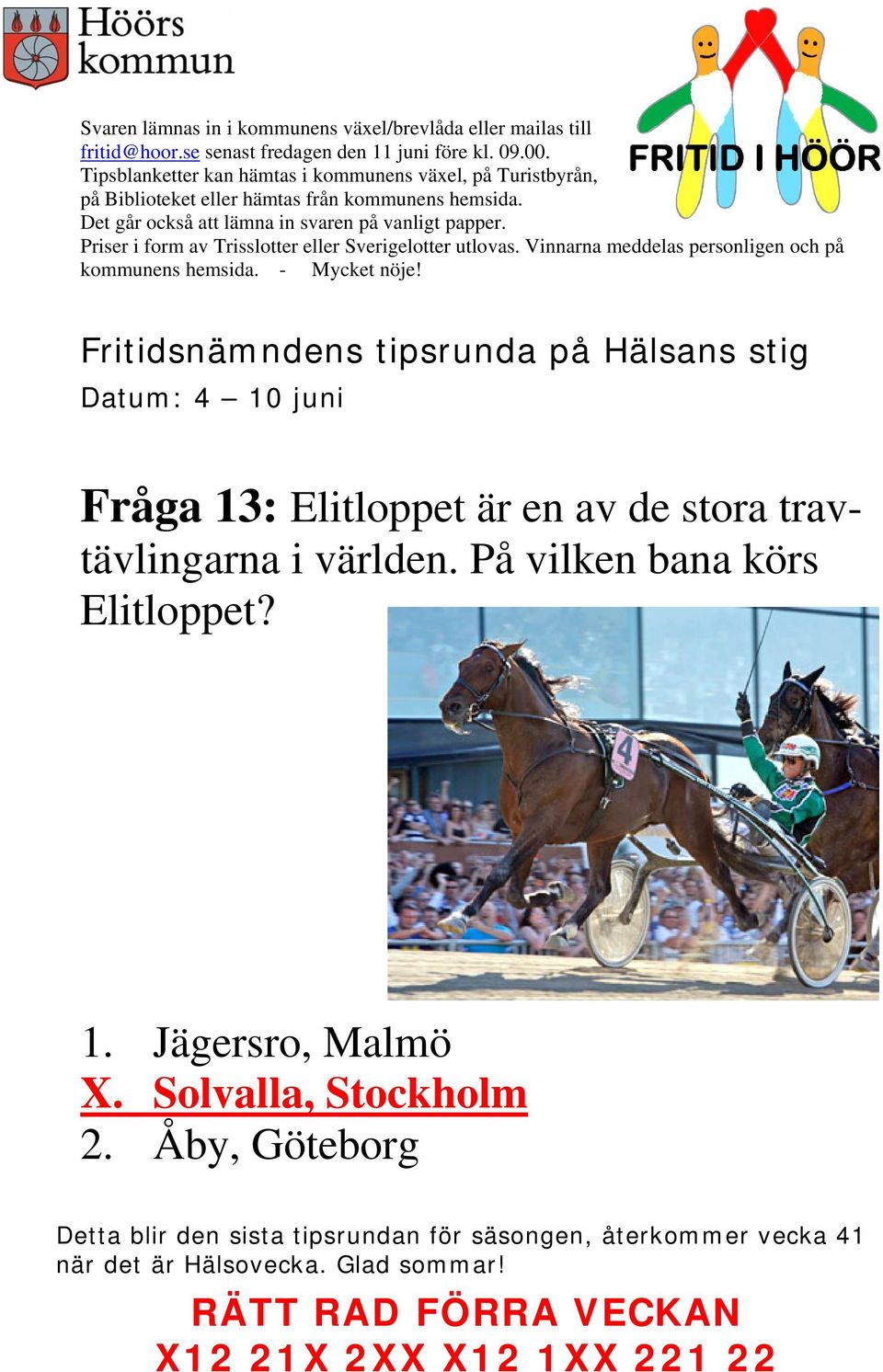 På vilken bana körs Elitloppet? 1.