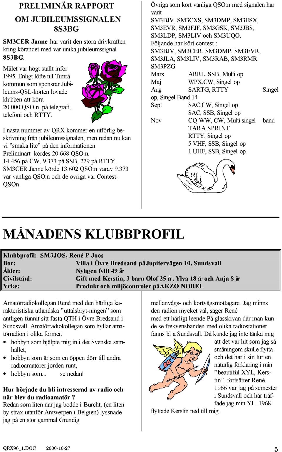 I nästa nummer av QRX kommer en utförlig beskrivning från jubileumssignalen, men redan nu kan vi smaka lite på den informationen. Preliminärt kördes 20 668 QSO:n. 14 456 på CW, 9.