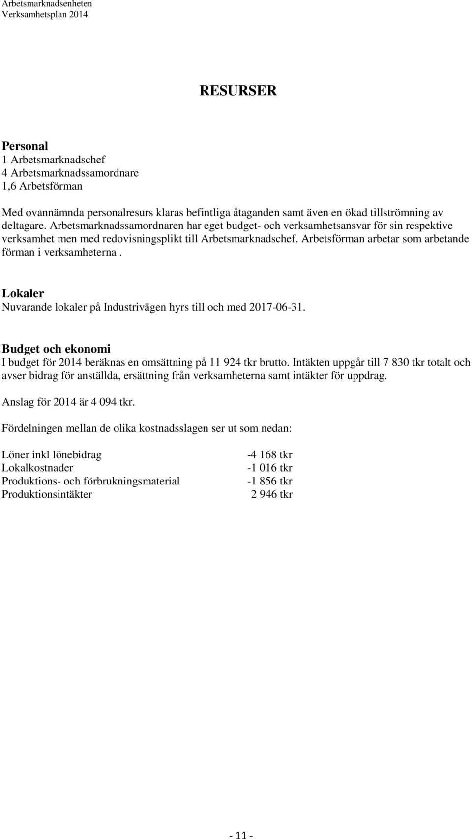 Arbetsförman arbetar som arbetande förman i verksamheterna. Lokaler Nuvarande lokaler på Industrivägen hyrs till och med 2017-06-31.