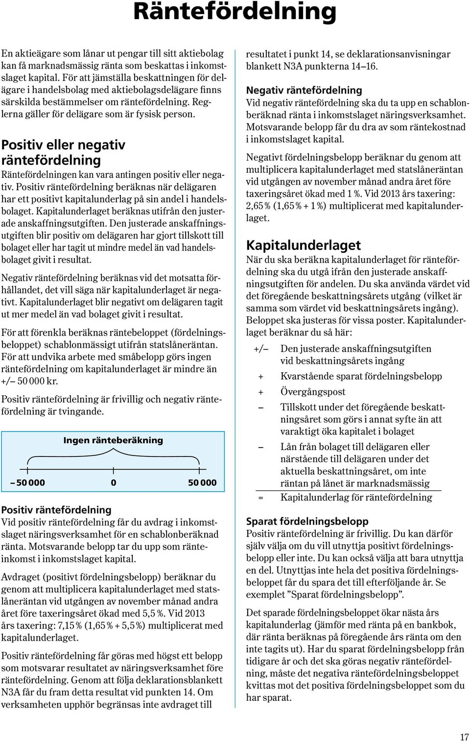 Positiv eller negativ räntefördelning Räntefördelningen kan vara antingen positiv eller negativ.