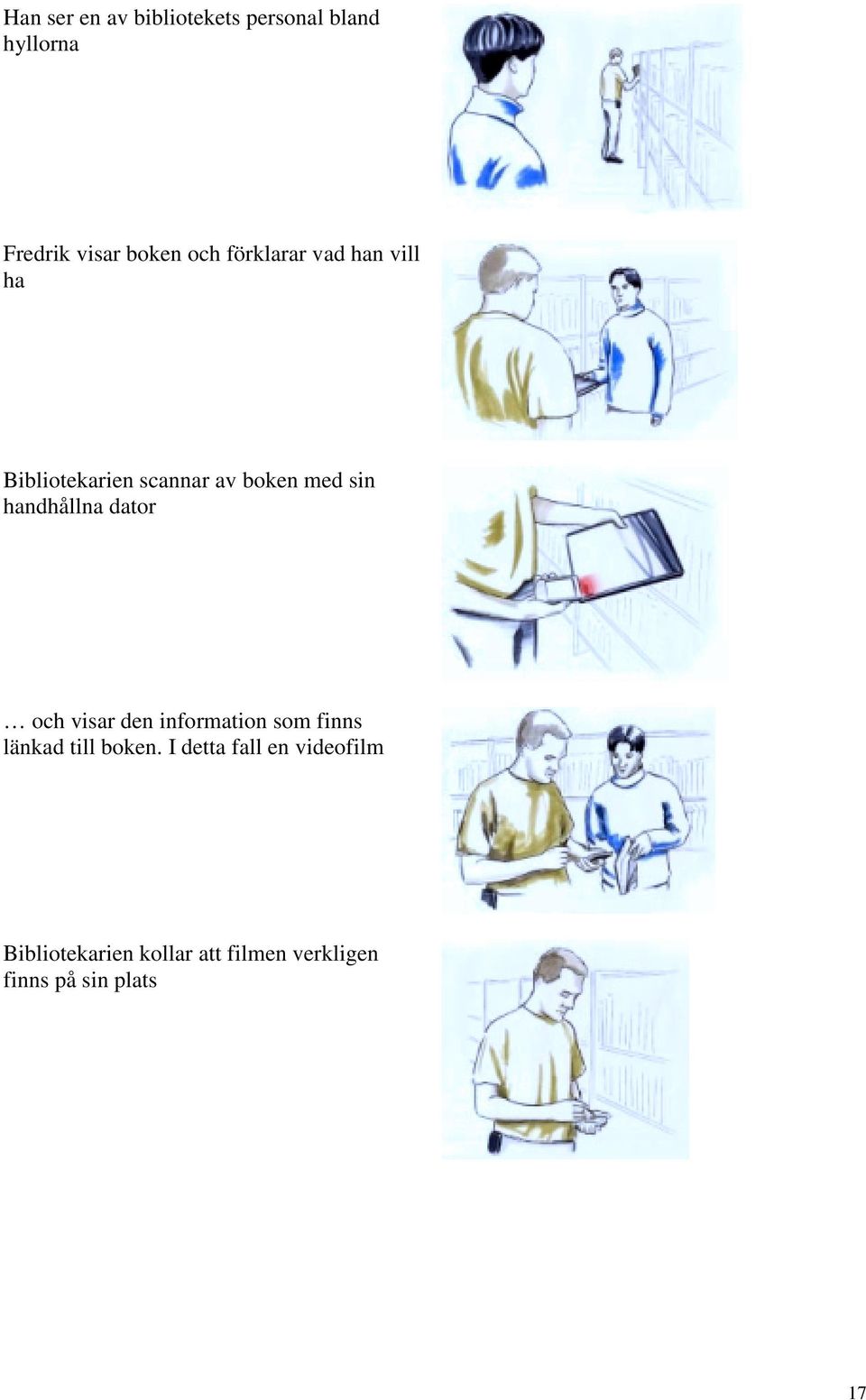 handhållna dator och visar den information som finns länkad till boken.