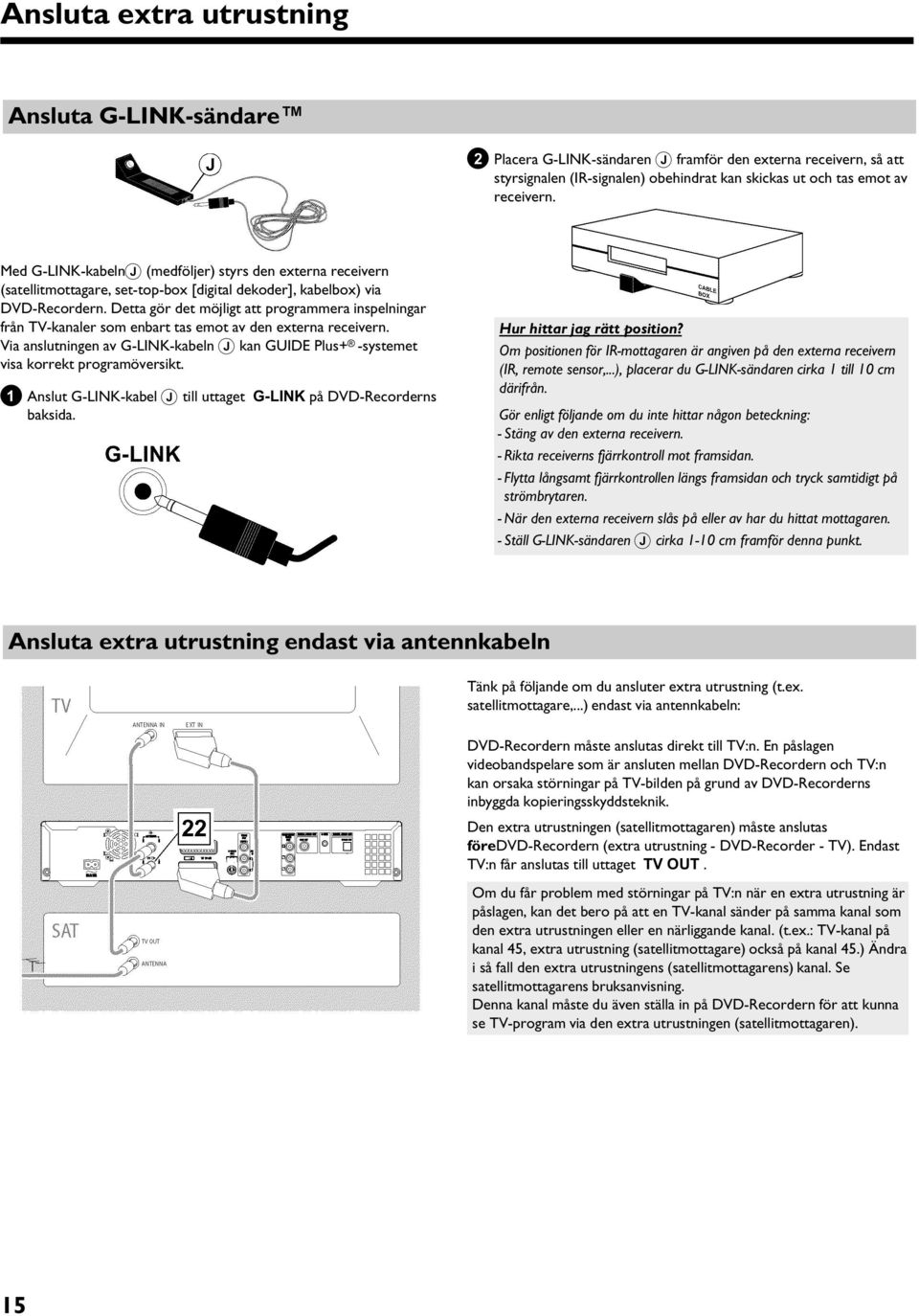 Detta gör det möjligt att programmera inspelningar från TV-kanaler som enbart tas emot av den externa receivern.