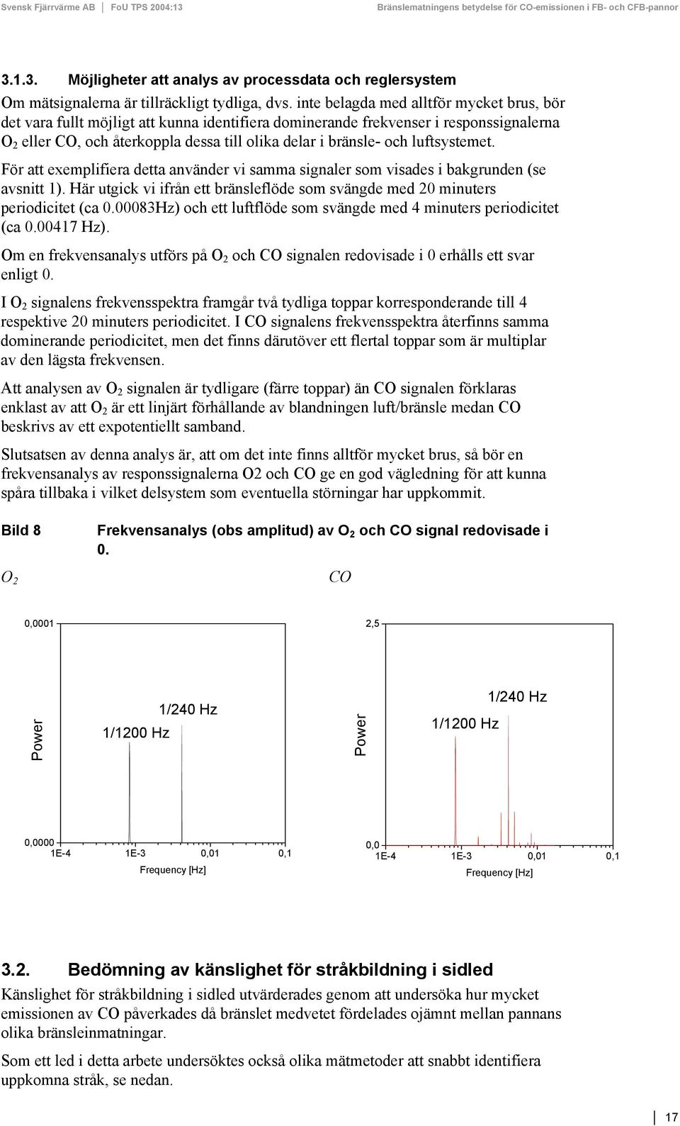 luftsystemet. För att exemplifiera detta använder vi samma signaler som visades i bakgrunden (se avsnitt 1). Här utgick vi ifrån ett bränsleflöde som svängde med 2 minuters periodicitet (ca.