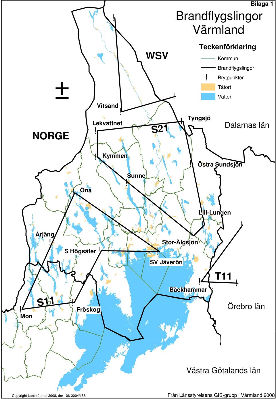 Lill-Lungen Årjäng S Högsäter SV Jäverön Stor-Älgsjön Mon S11 Fröskog Bäckhammar T11 Örebro län