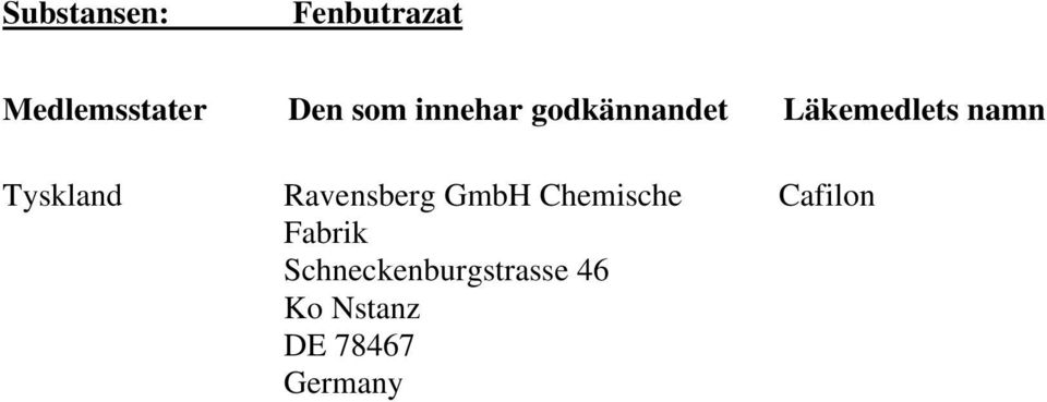 Tyskland Ravensberg GmbH Chemische Fabrik