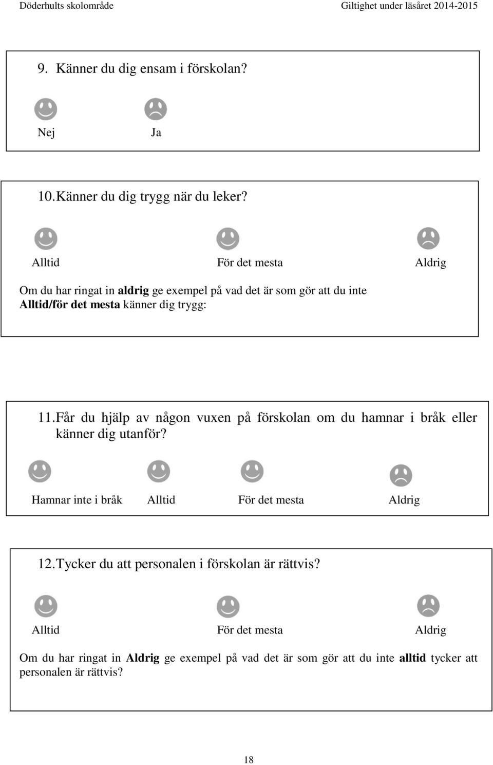 11. Får du hjälp av någon vuxen på förskolan om du hamnar i bråk eller känner dig utanför?