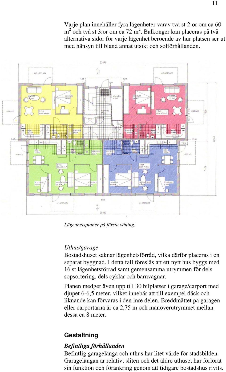 Uthus/garage Bostadshuset saknar lägenhetsförråd, vilka därför placeras i en separat byggnad.