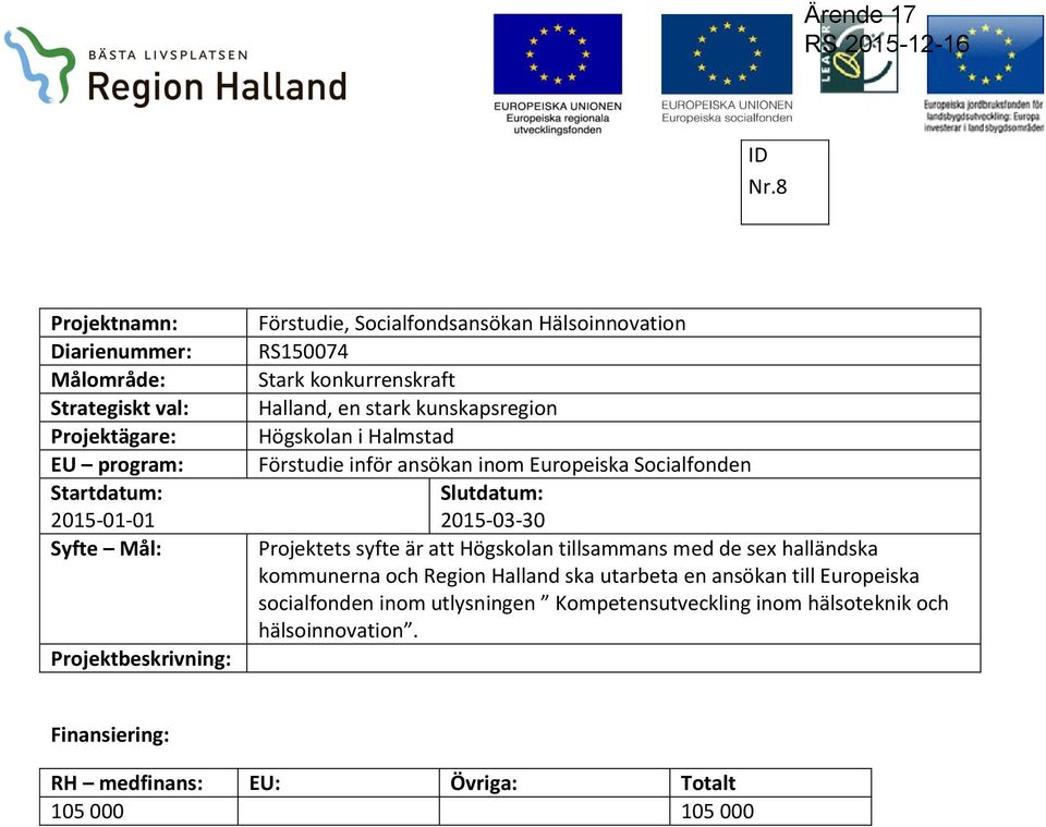 syfte är att Högskolan tillsammans med de sex halländska kommunerna och Region Halland ska utarbeta en ansökan