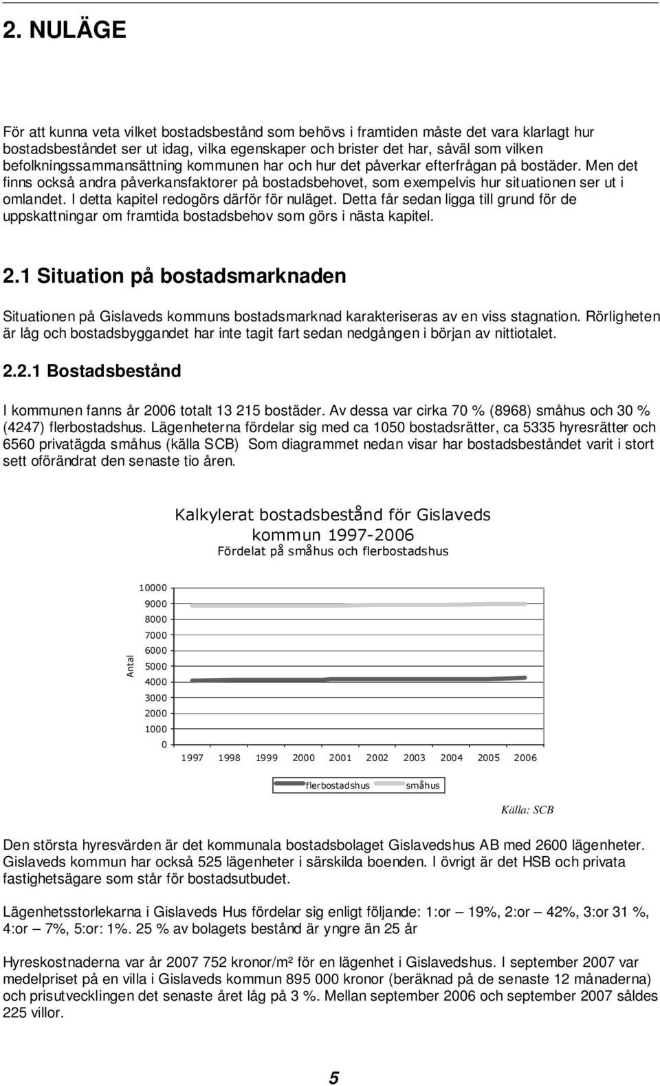 I detta kapitel redogörs därför för nuläget. Detta får sedan ligga till grund för de uppskattningar om framtida bostadsbehov som görs i nästa kapitel. 2.