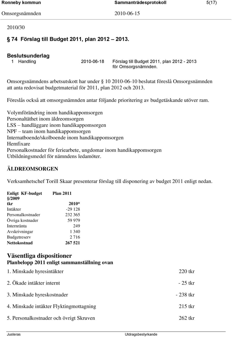 Föreslås också att omsorgsnämnden antar följande prioritering av budgetäskande utöver ram.