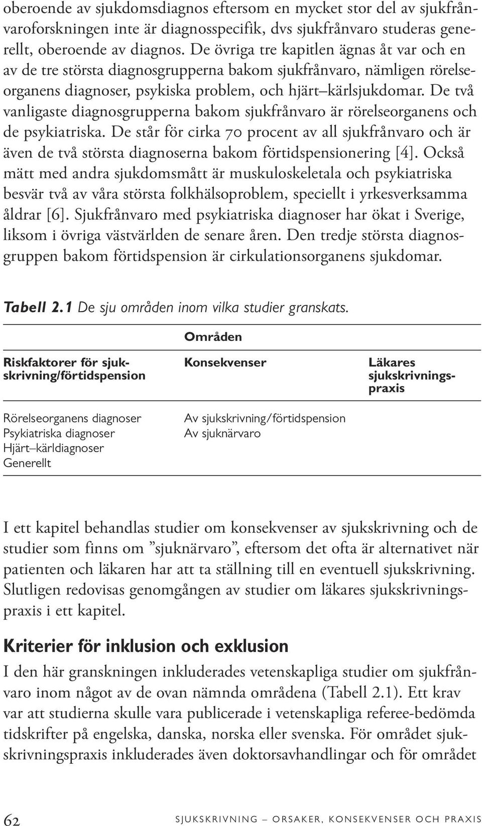 De två vanligaste diagnosgrupperna bakom sjukfrånvaro är rörelseorganens och de psykiatriska.