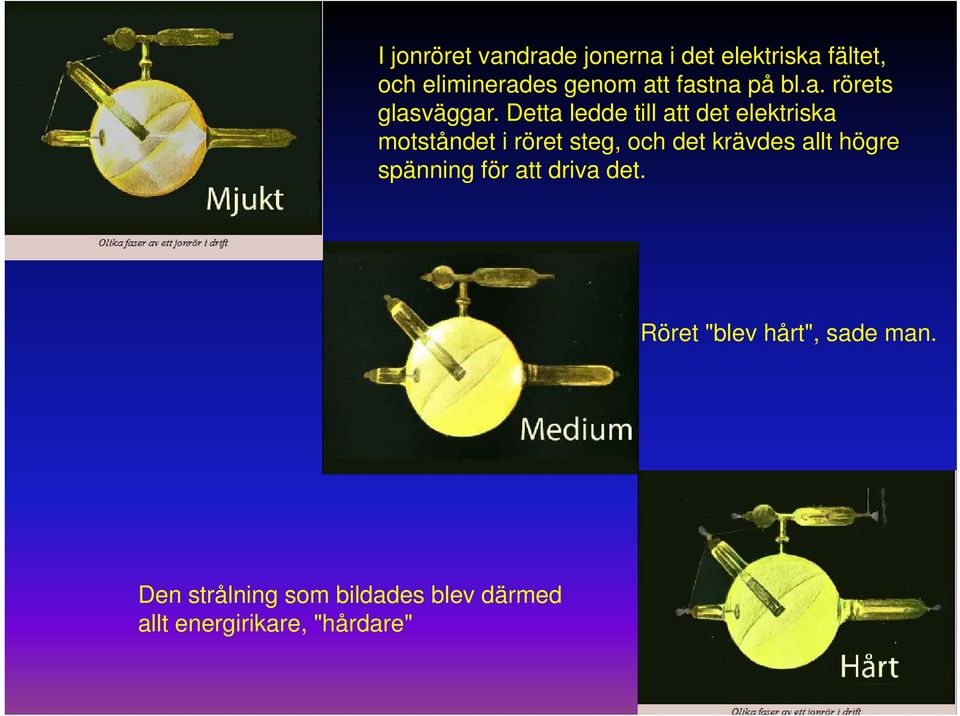 Detta ledde till att det elektriska motståndet i röret steg, och det krävdes allt