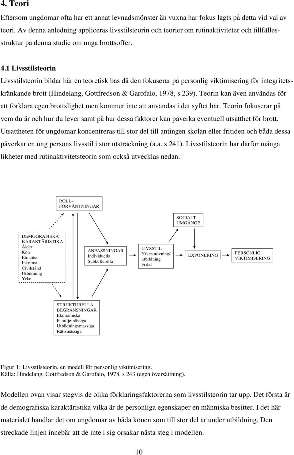 1 Livsstilsteorin Livsstilsteorin bildar här en teoretisk bas då den fokuserar på personlig viktimisering för integritetskränkande brott (Hindelang, Gottfredson & Garofalo, 1978, s 239).