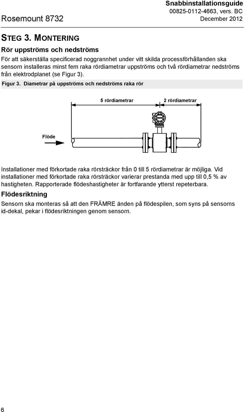 rördiametrar nedströms från elektrodplanet (se Figur 3)