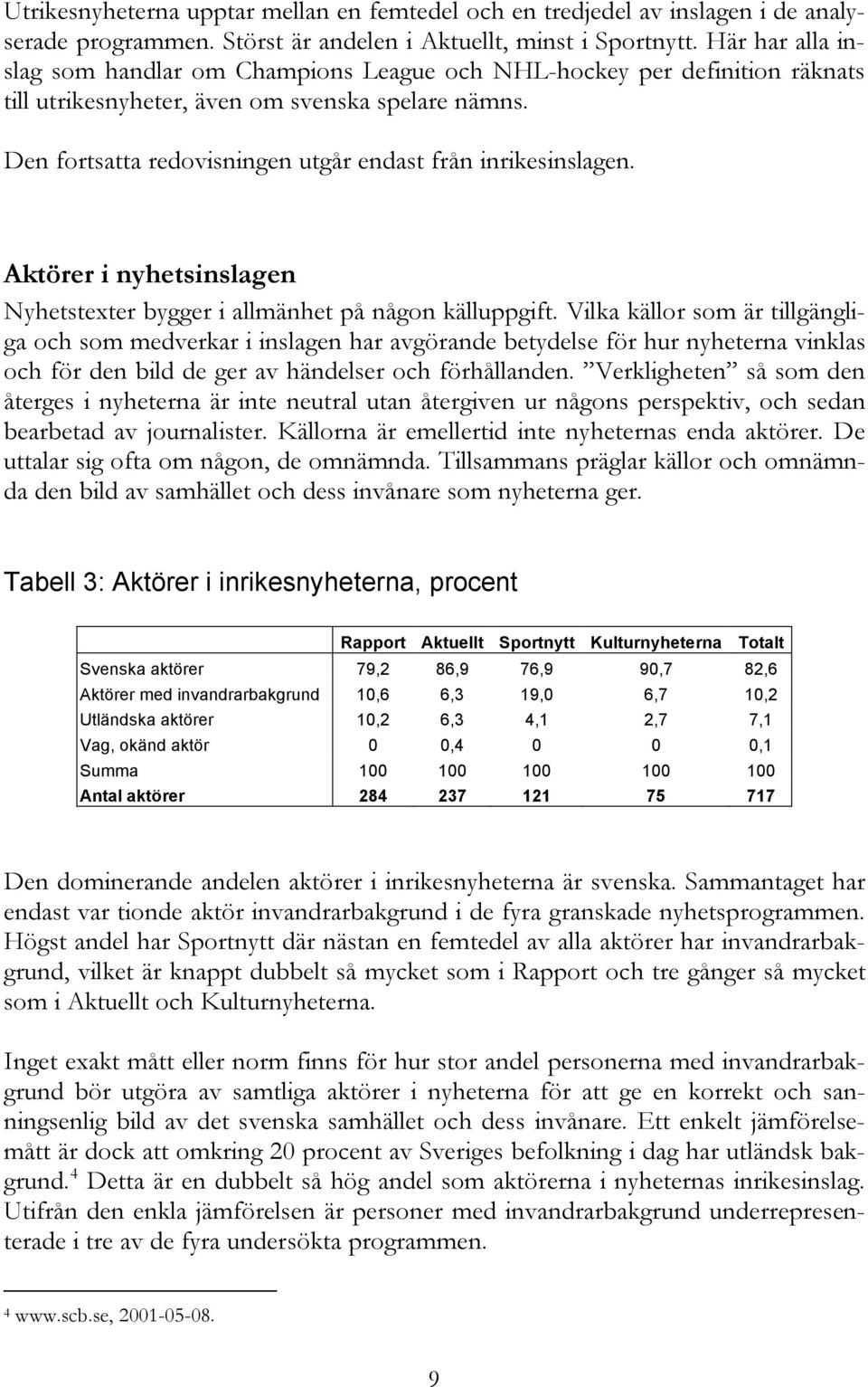 Den fortsatta redovisningen utgår endast från inrikesinslagen. Aktörer i nyhetsinslagen Nyhetstexter bygger i allmänhet på någon källuppgift.